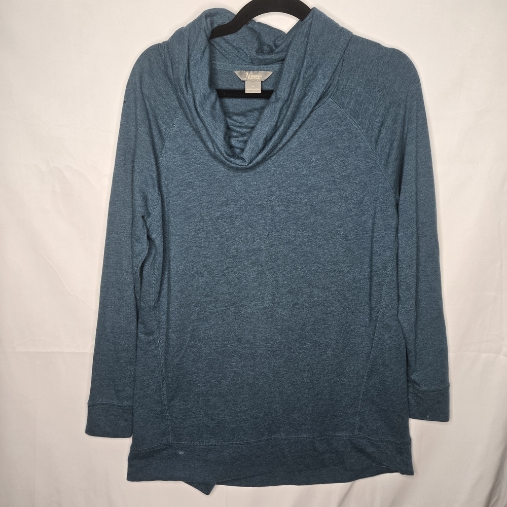 Natural Reflections Blue Cowl Neck Long Sleeve Tunic Top Size Medium